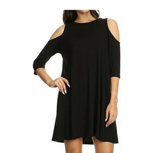 NEW Casual cold shoulder drape dress